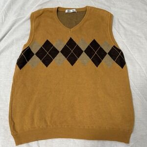 Vintage Milano Mods Men's Argyle V-Neck Sweater Vest Cotton Size S